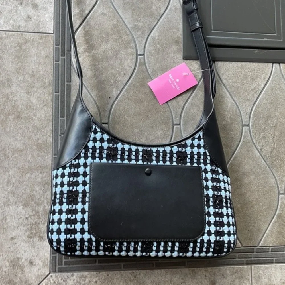 Kate Spade Crossbody Tweed Fabric Blue Multi